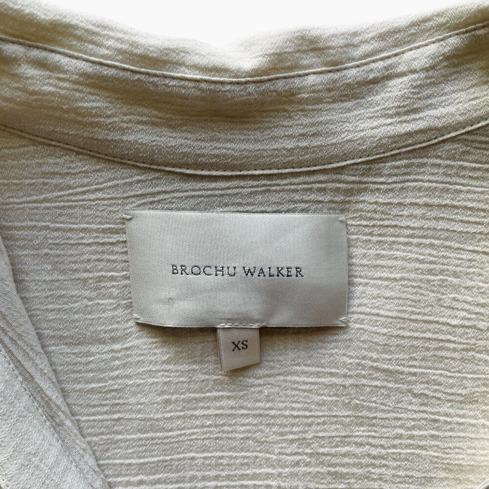 Brochu Walker Goyad Mini Dress Cream Textured Tie Front XS - Picture 7 of 10